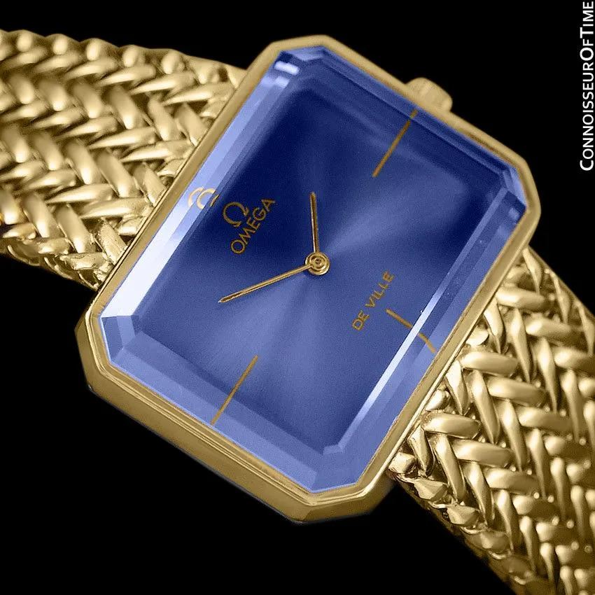 1971 Omega De Ville Mens Midsize "Emerald" Modern Watch By Andrew Grima - 18K Gold Plated and Stainless Steel