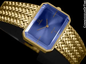 1971 Omega De Ville Mens Midsize "Emerald" Modern Watch By Andrew Grima - 18K Gold Plated and Stainless Steel