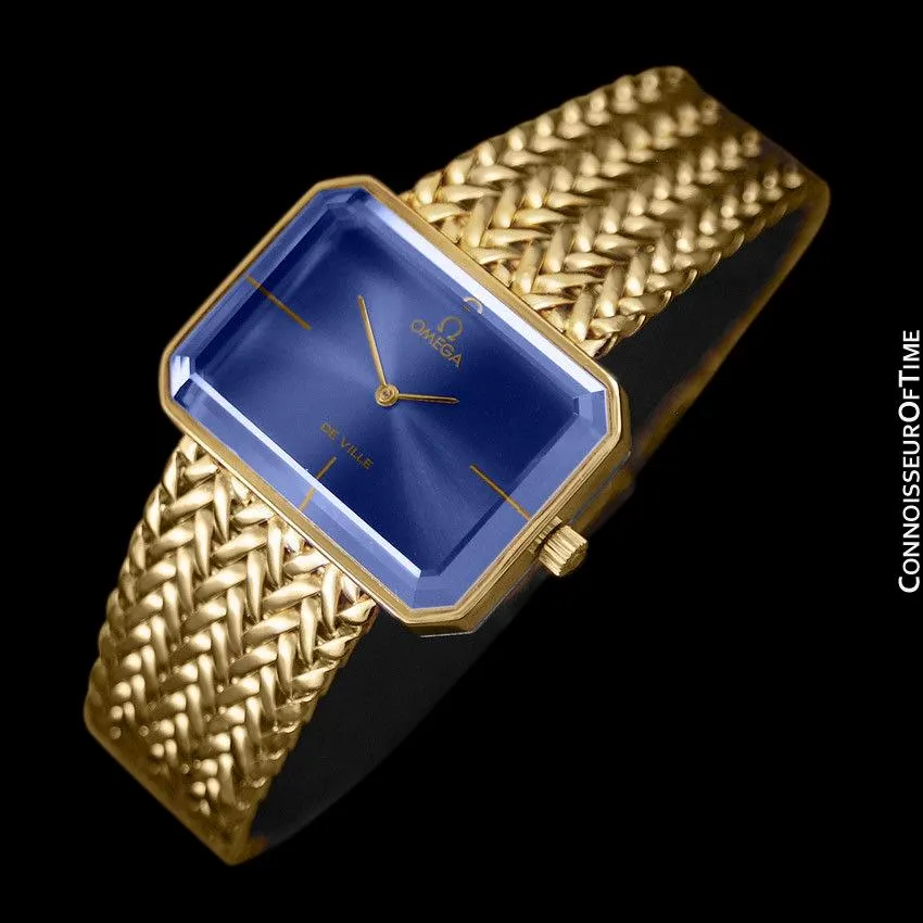 1971 Omega De Ville Mens Midsize "Emerald" Modern Watch By Andrew Grima - 18K Gold Plated and Stainless Steel