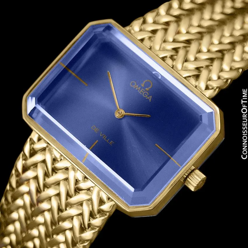 1971 Omega De Ville Mens Midsize "Emerald" Modern Watch By Andrew Grima - 18K Gold Plated and Stainless Steel