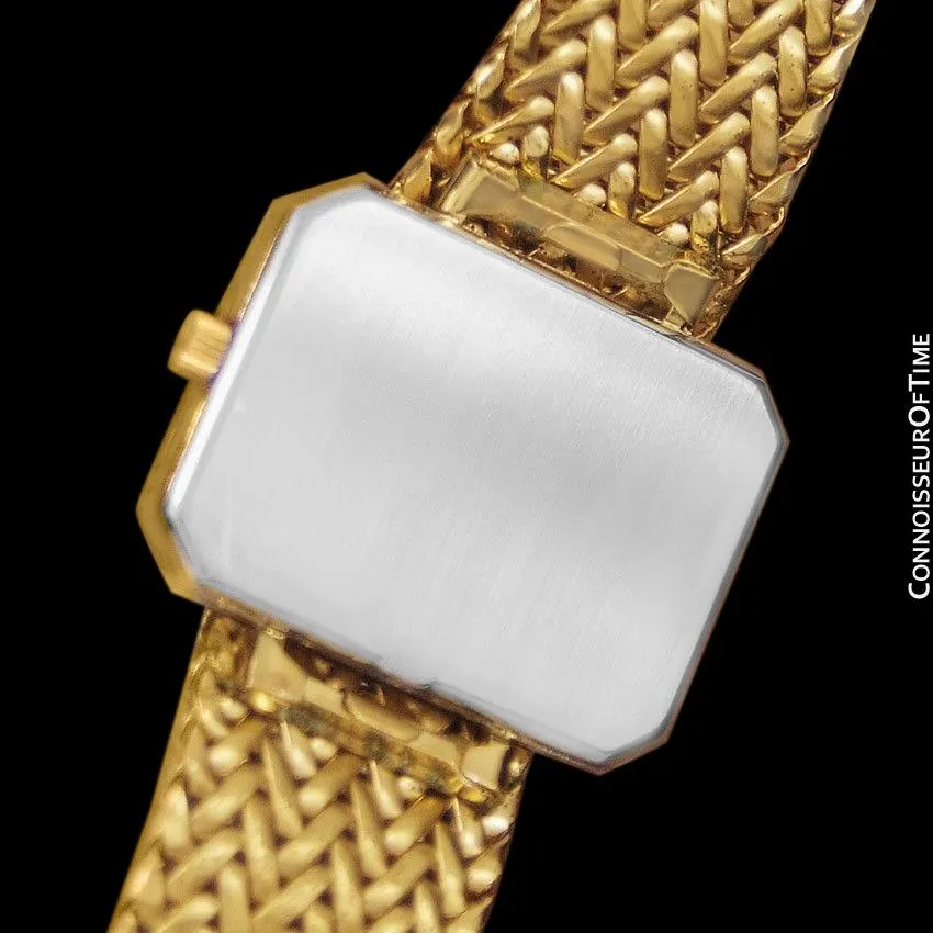 1971 Omega De Ville Mens Midsize "Emerald" Modern Watch By Andrew Grima - 18K Gold Plated and Stainless Steel