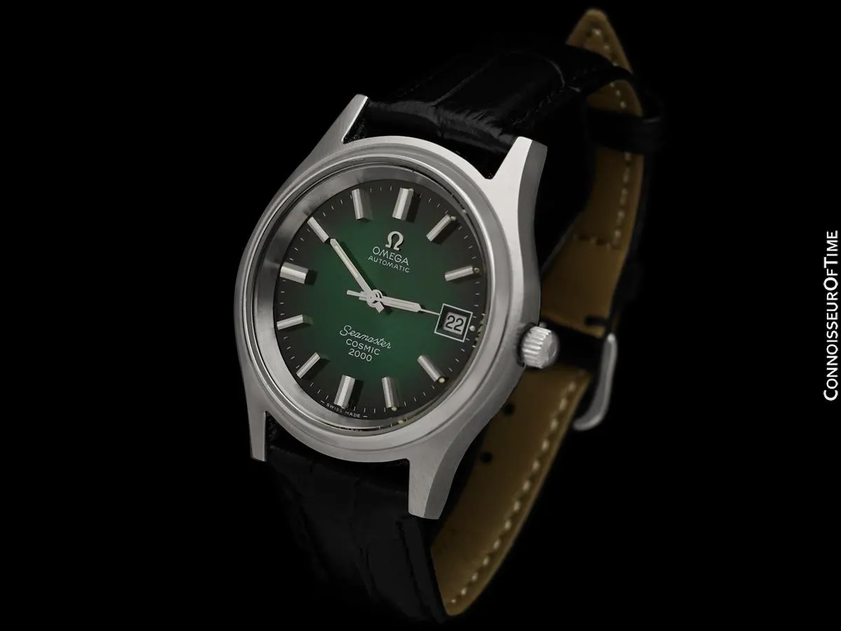 1971 Omega Seamaster Cosmic 2000 Vintage Retro Mens Dive Watch with Green Dial - Stainless Steel