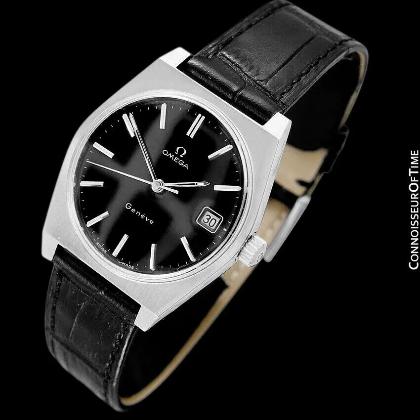 1972 Omega Geneve Vintage Mens Watch, Quick-Setting Date - Stainless Steel