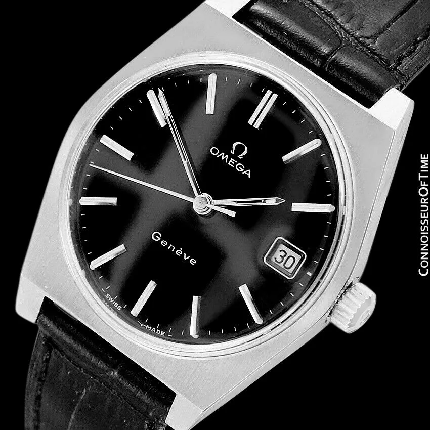 1972 Omega Geneve Vintage Mens Watch, Quick-Setting Date - Stainless Steel