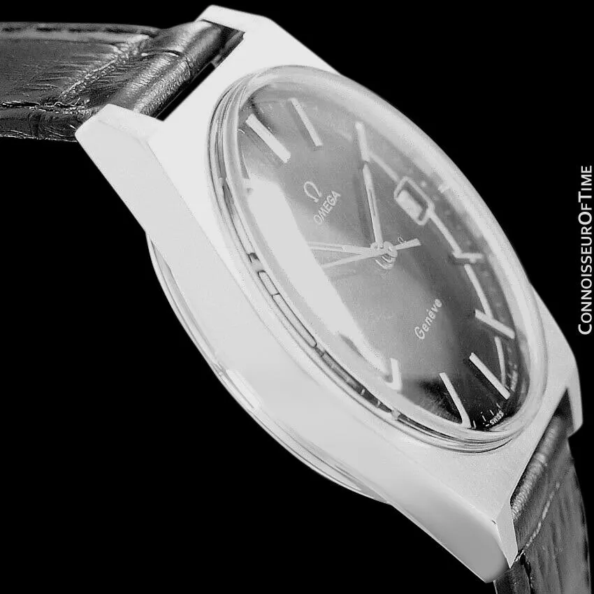 1972 Omega Geneve Vintage Mens Watch, Quick-Setting Date - Stainless Steel