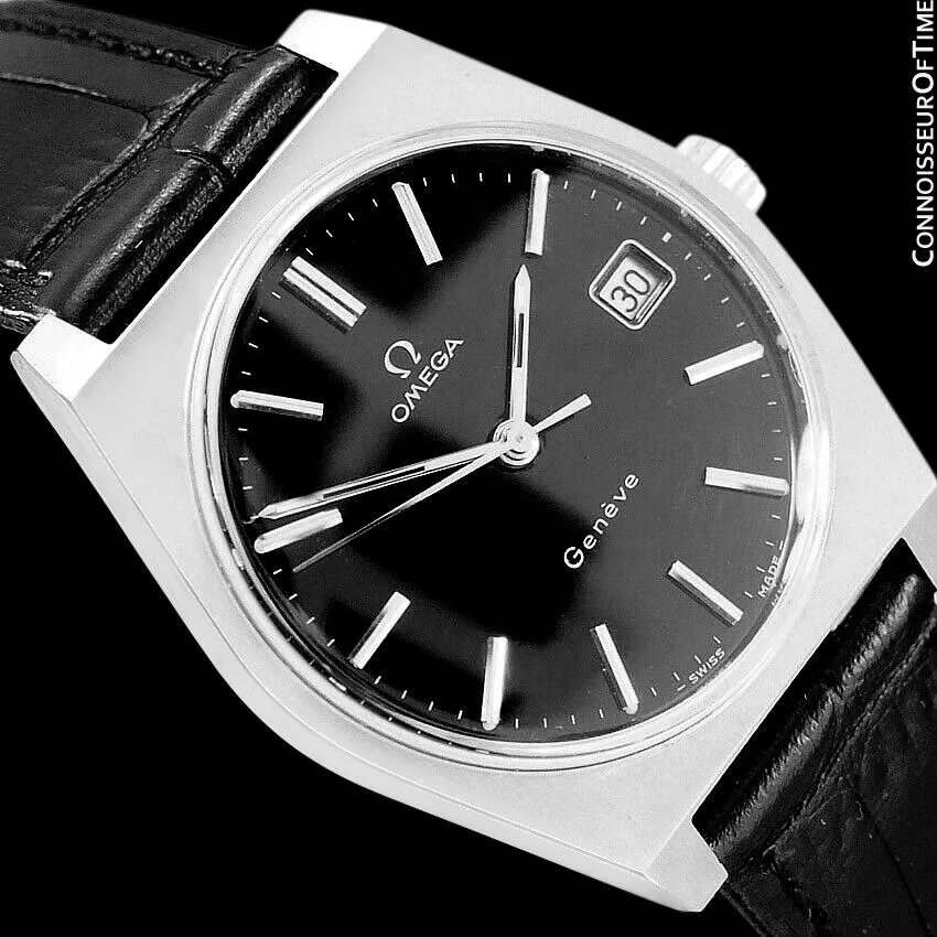 1972 Omega Geneve Vintage Mens Watch, Quick-Setting Date - Stainless Steel
