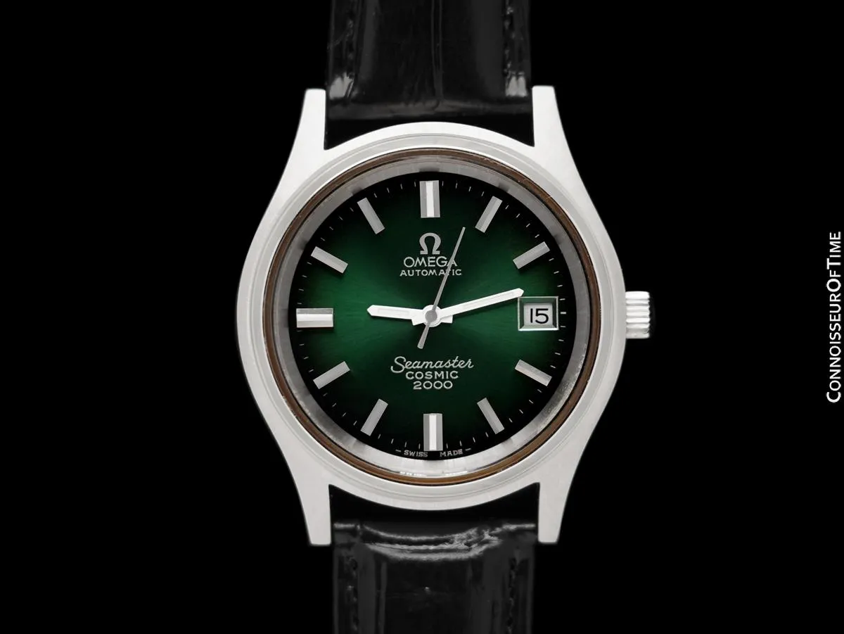1972 Omega Seamaster Cosmic 2000 Vintage Retro Mens Dive Watch with Green Dial - Stainless Steel