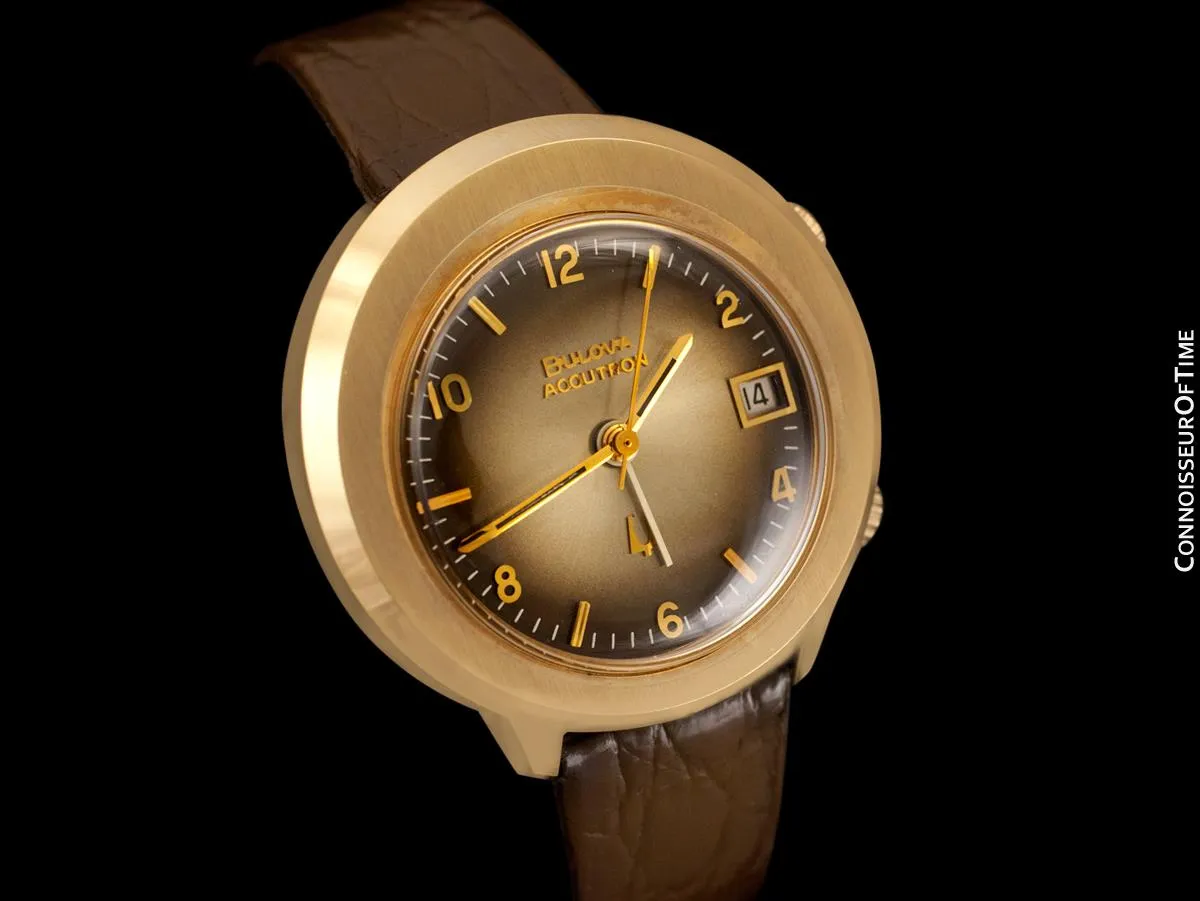 1973 Bulova Accutron Astronaut Mark II Retro Mens GMT Watch, 10K Gold-Filled - Like New-Old-Stock