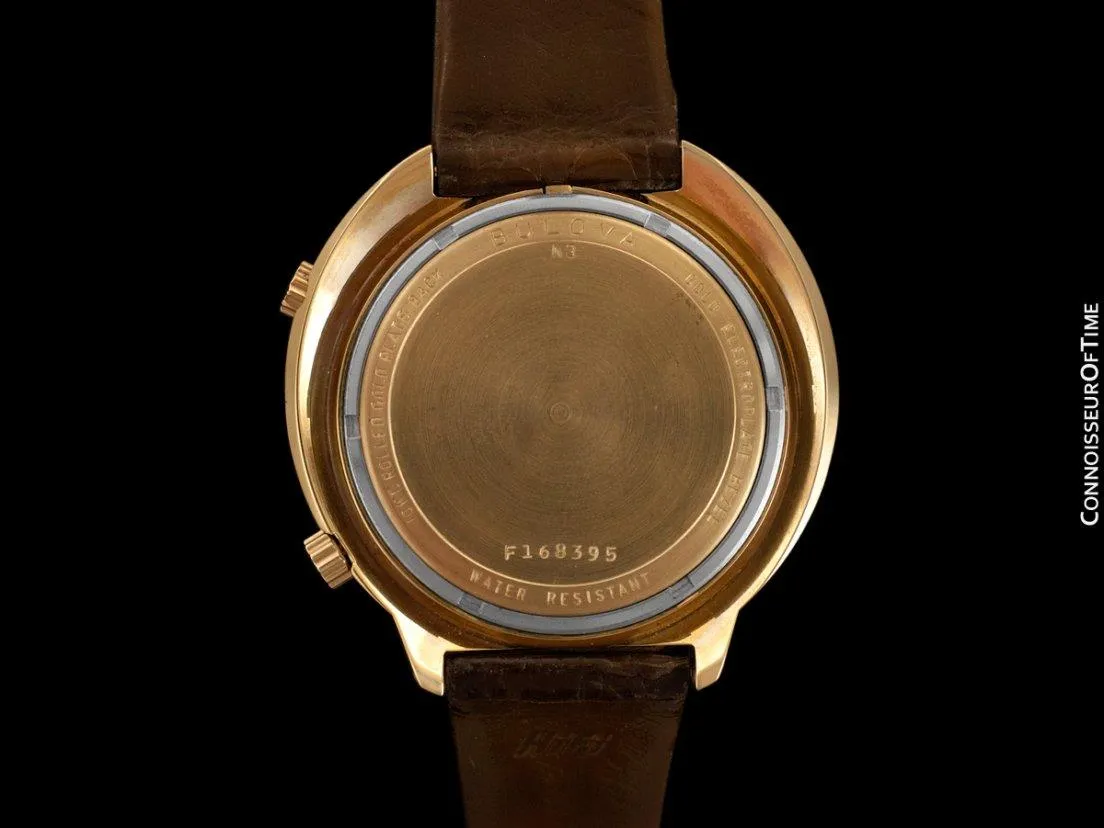 1973 Bulova Accutron Astronaut Mark II Retro Mens GMT Watch, 10K Gold-Filled - Like New-Old-Stock