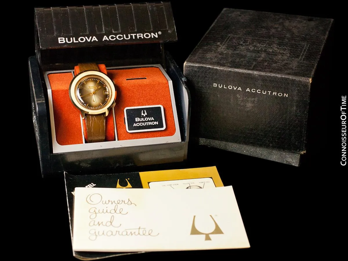 1973 Bulova Accutron Astronaut Mark II Retro Mens GMT Watch, 10K Gold-Filled - Like New-Old-Stock