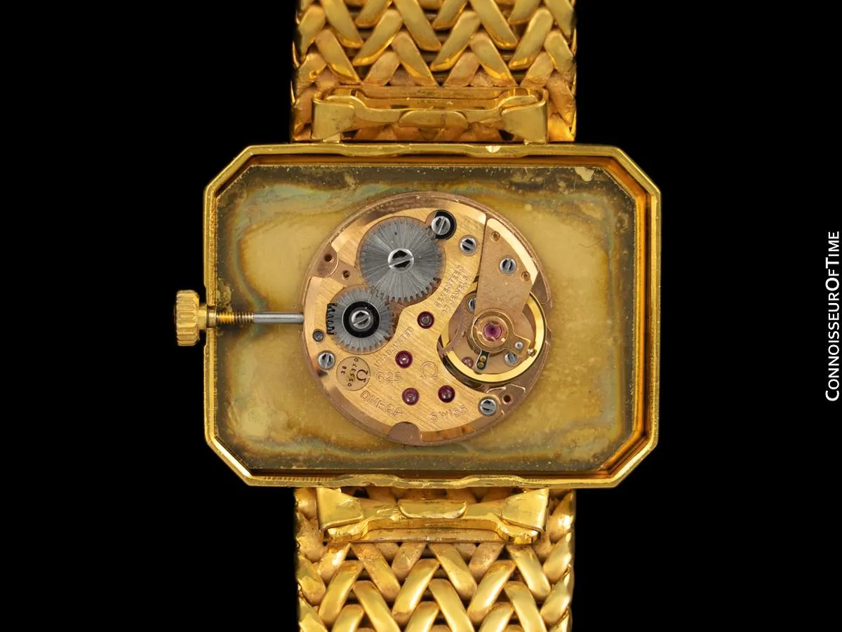 1973 Omega De Ville Mens "Emerald" Modern Watch By Andrew Grima - 18K Gold Plated & Stainless Steel