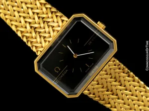 1973 Omega De Ville Mens "Emerald" Modern Watch By Andrew Grima - 18K Gold Plated & Stainless Steel