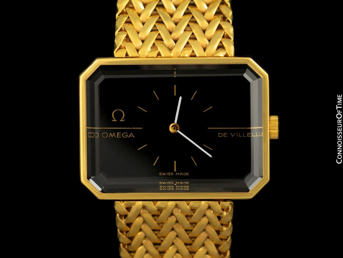 1973 Omega De Ville Mens "Emerald" Modern Watch By Andrew Grima - 18K Gold Plated & Stainless Steel