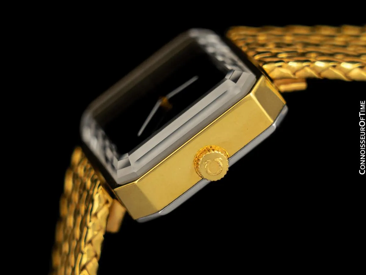 1973 Omega De Ville Mens "Emerald" Modern Watch By Andrew Grima - 18K Gold Plated & Stainless Steel