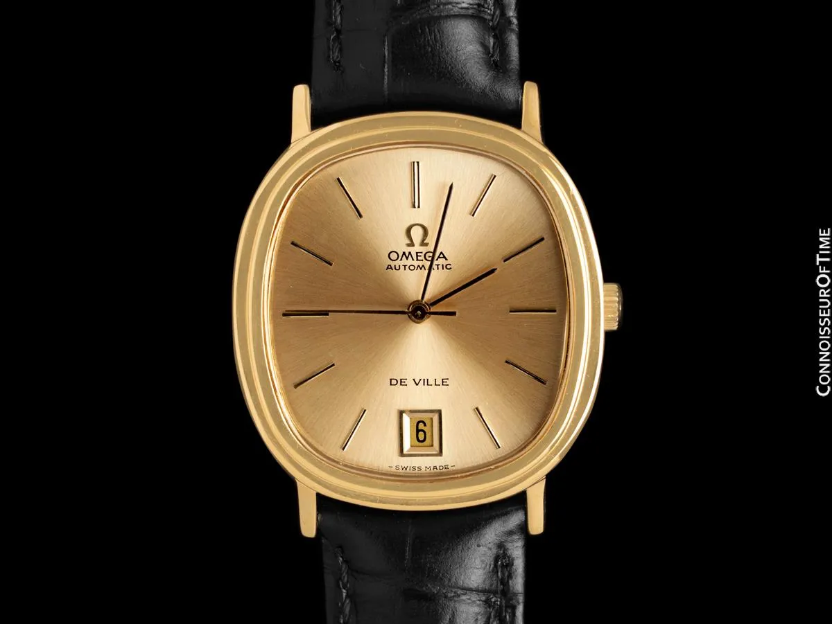 1973 Omega De Ville Vintage Mens Automatic Full Size Ellipse Watch - 18K Gold Plated & Stainless Steel