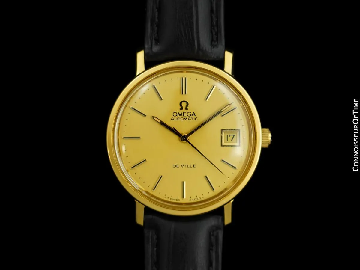 1973 Omega De Ville Vintage Mens Full Size Automatic Watch - 18K Gold Plated & Stainless Steel