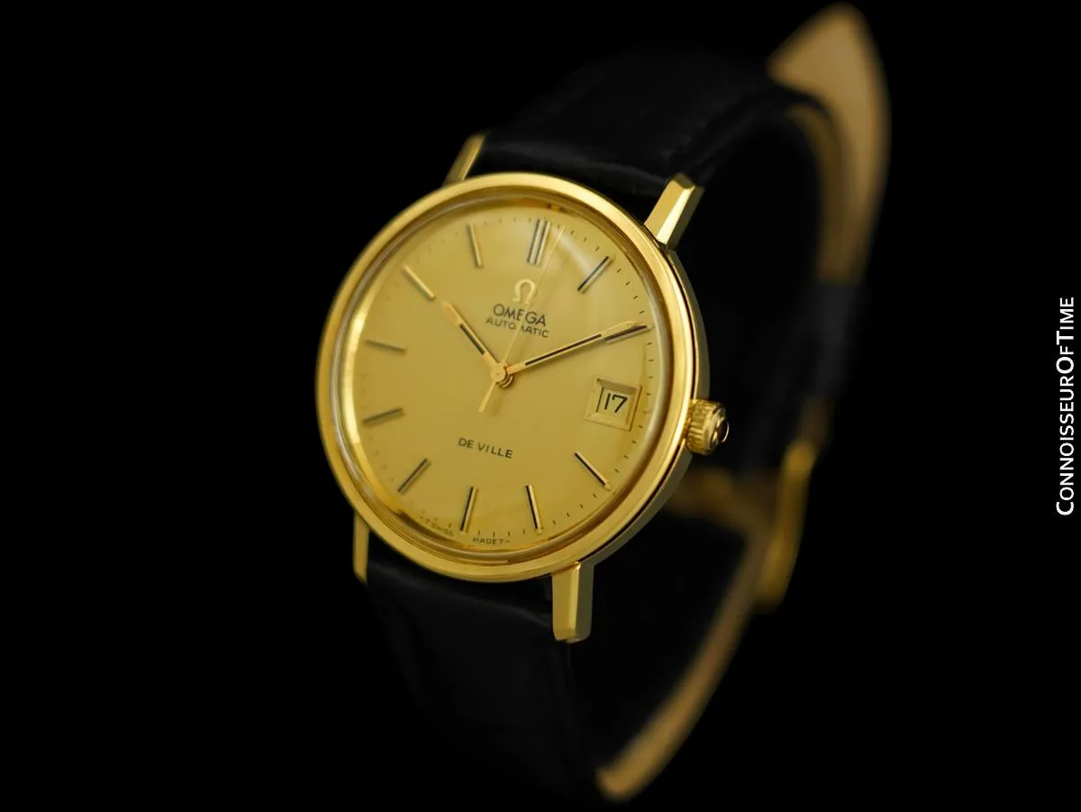 1973 Omega De Ville Vintage Mens Full Size Automatic Watch - 18K Gold Plated & Stainless Steel