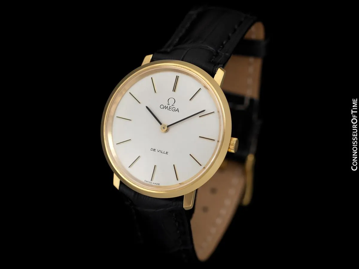 1974 Omega De Ville Vintage Mens Handwound Dress Watch - 18K Gold Plated & Stainless Steel