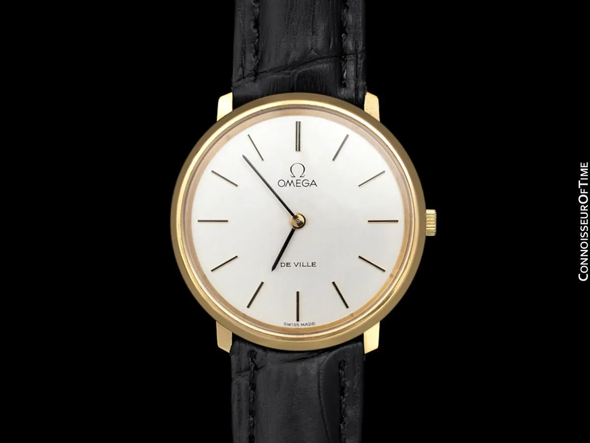 1974 Omega De Ville Vintage Mens Handwound Dress Watch - 18K Gold Plated & Stainless Steel