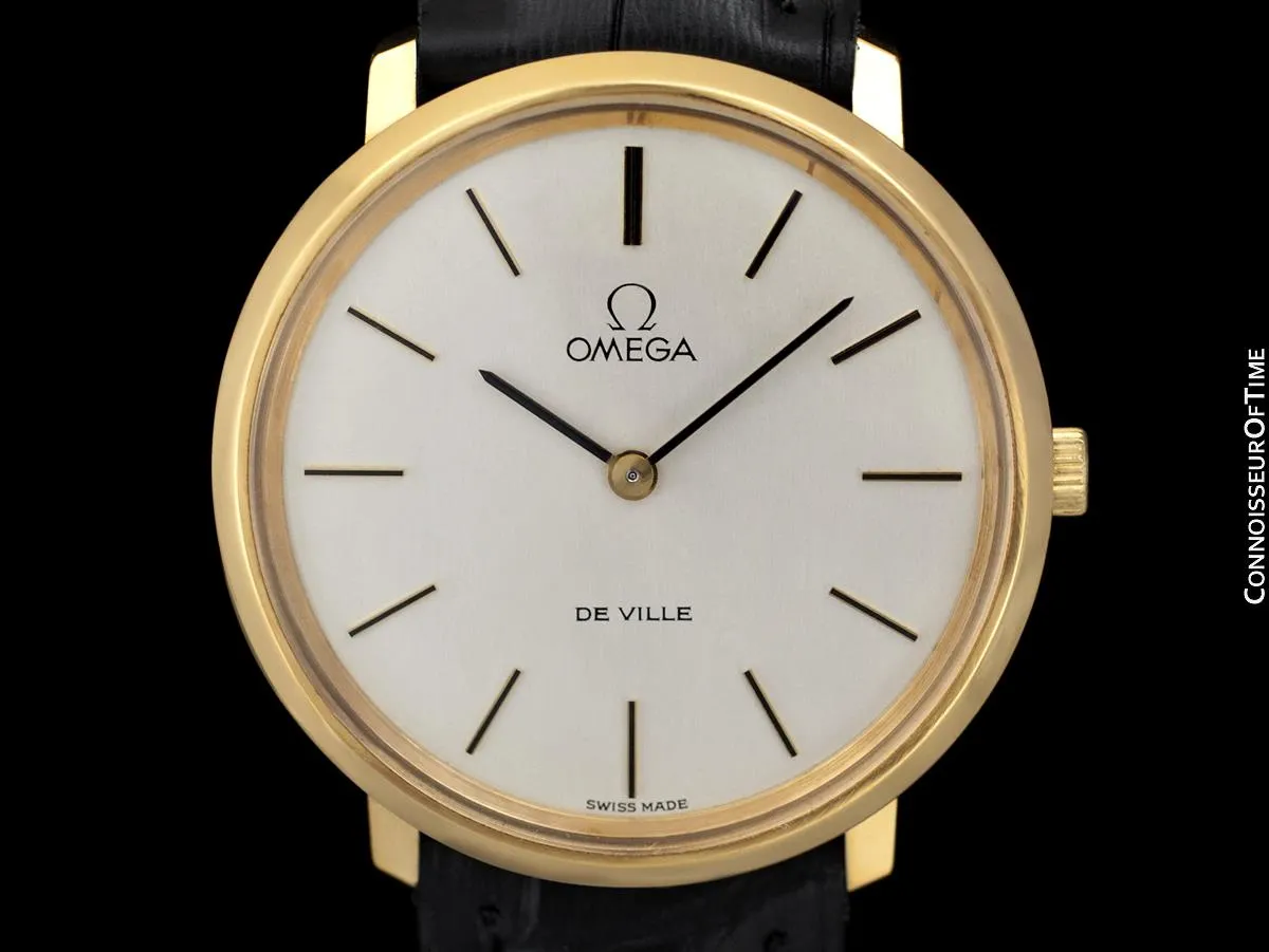 1974 Omega De Ville Vintage Mens Handwound Dress Watch - 18K Gold Plated & Stainless Steel
