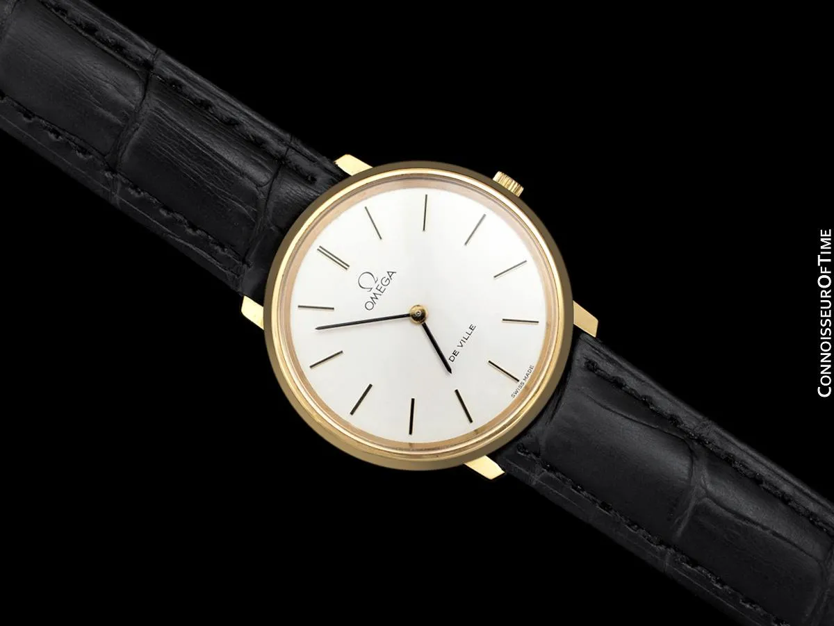 1974 Omega De Ville Vintage Mens Handwound Dress Watch - 18K Gold Plated & Stainless Steel