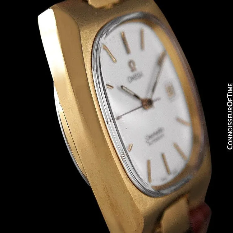1975 Omega Vintage Seamaster Mens Full Size Watch, Automatic, Date - 18K Gold Plated & Stainless Steel