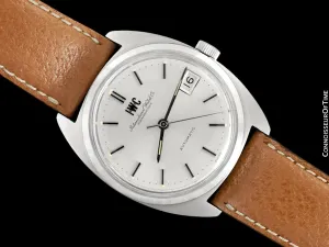 1978 IWC Vintage Mens Automatic Watch, Silver Dial with Date, Stainless Steel - Like New Old Stock