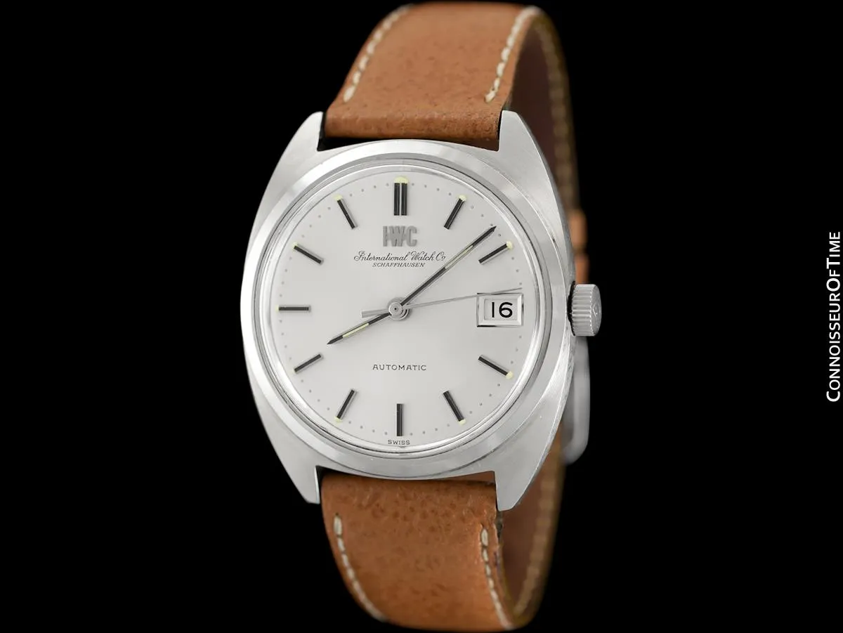 1978 IWC Vintage Mens Automatic Watch, Silver Dial with Date, Stainless Steel - Like New Old Stock