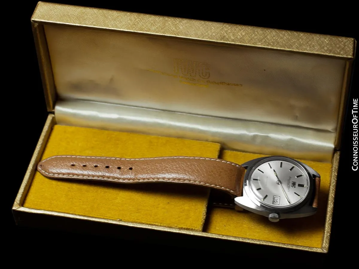 1978 IWC Vintage Mens Automatic Watch, Silver Dial with Date, Stainless Steel - Like New Old Stock