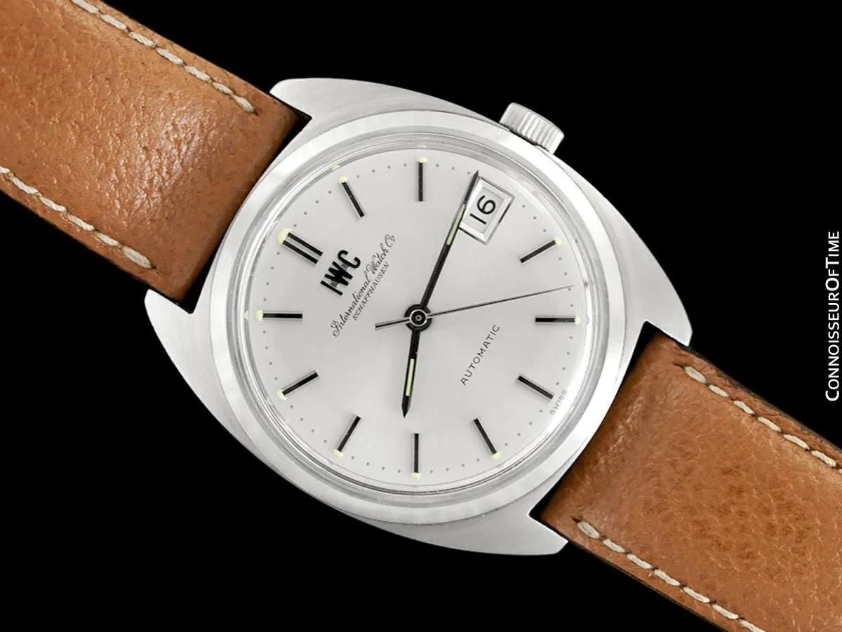 1978 IWC Vintage Mens Automatic Watch, Silver Dial with Date, Stainless Steel - Like New Old Stock