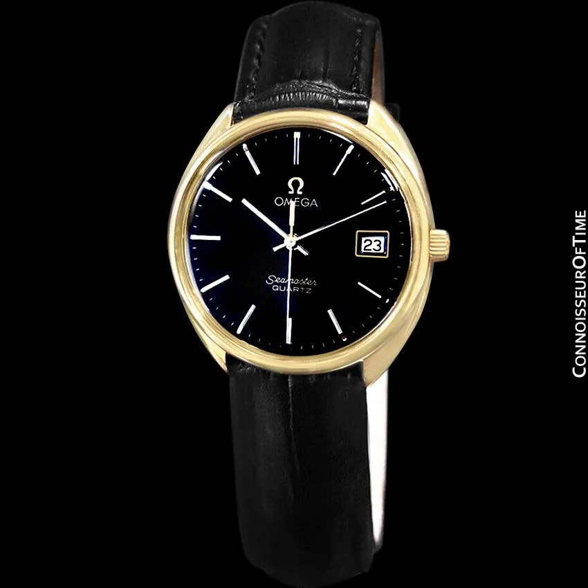 1978 Omega Seamaster Classic Vintage Mens Full Size Accuset Watch, Date - 18K Gold Plated & Stainless Steel