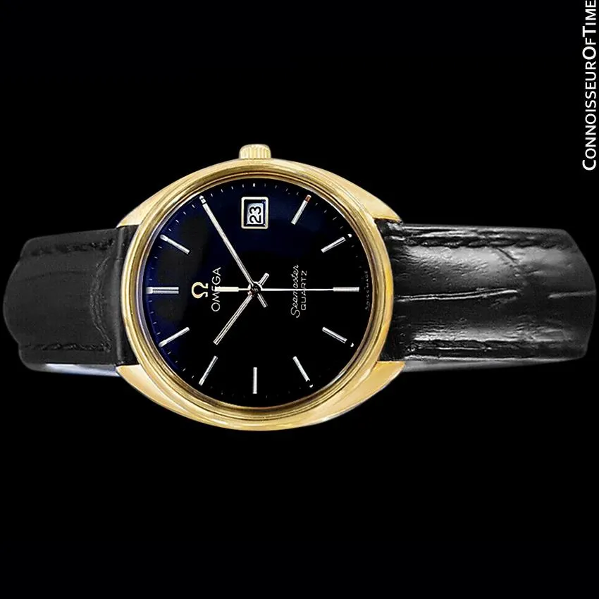 1978 Omega Seamaster Classic Vintage Mens Full Size Accuset Watch, Date - 18K Gold Plated & Stainless Steel