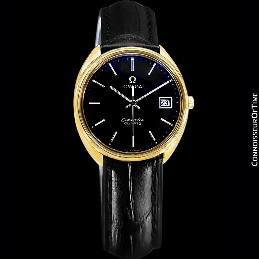 1978 Omega Seamaster Classic Vintage Mens Full Size Accuset Watch, Date - 18K Gold Plated & Stainless Steel