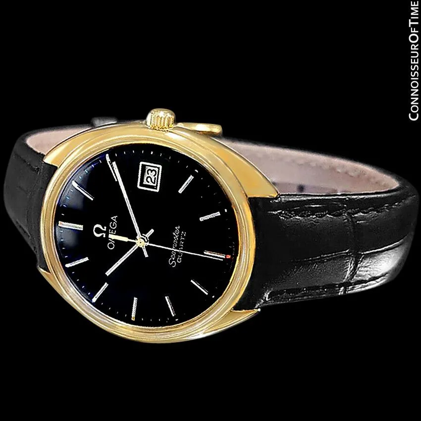 1978 Omega Seamaster Classic Vintage Mens Full Size Accuset Watch, Date - 18K Gold Plated & Stainless Steel
