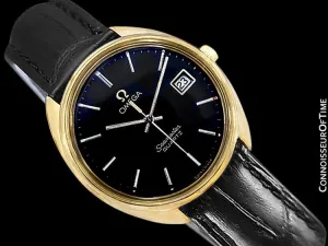 1978 Omega Seamaster Classic Vintage Mens Full Size Accuset Watch, Date - 18K Gold Plated & Stainless Steel
