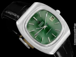 1978 Omega Seamaster Vintage Mens Quartz Date Watch with Green Dial - Stainless Steel