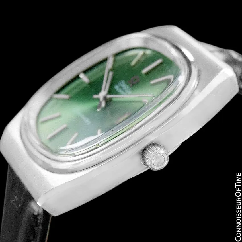 1978 Omega Seamaster Vintage Mens Quartz Date Watch with Green Dial - Stainless Steel