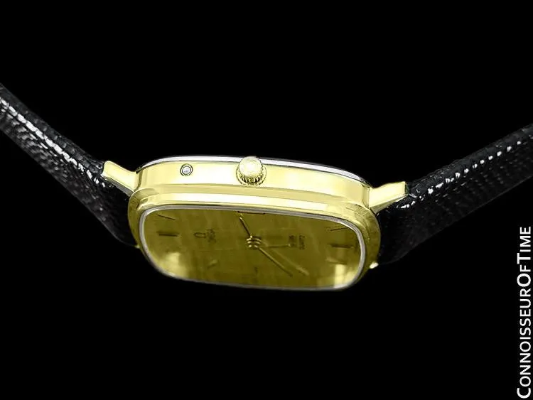 1980 Omega De Ville Classic Retro Mens Accuset Watch, Quick-Setting Hour, Date - 18K Gold Plated & Stainless Steel