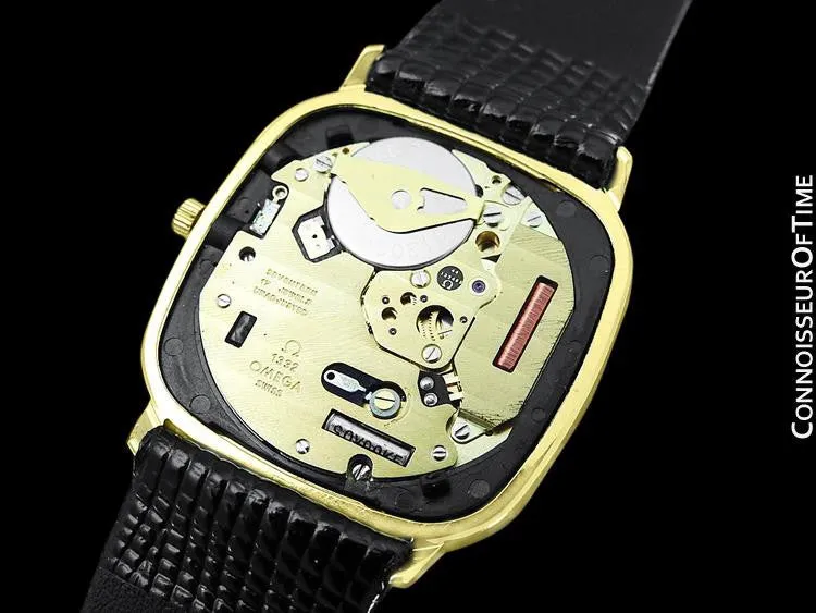 1980 Omega De Ville Classic Retro Mens Accuset Watch, Quick-Setting Hour, Date - 18K Gold Plated & Stainless Steel