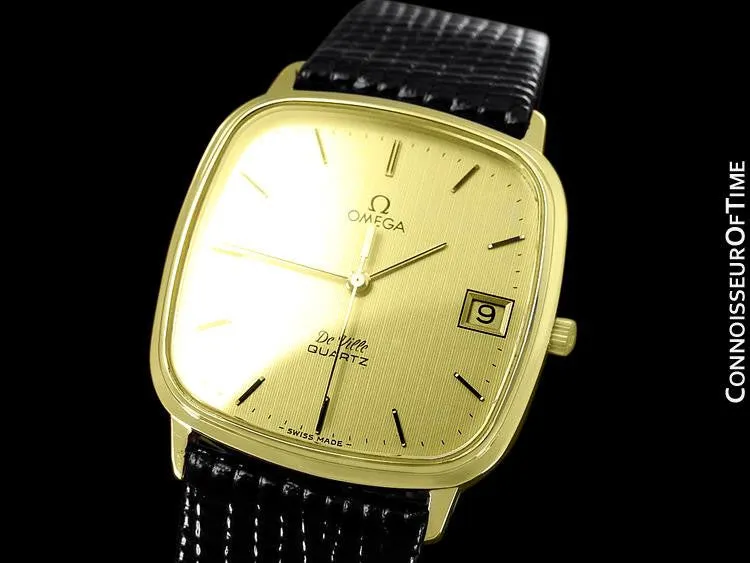 1980 Omega De Ville Classic Retro Mens Accuset Watch, Quick-Setting Hour, Date - 18K Gold Plated & Stainless Steel