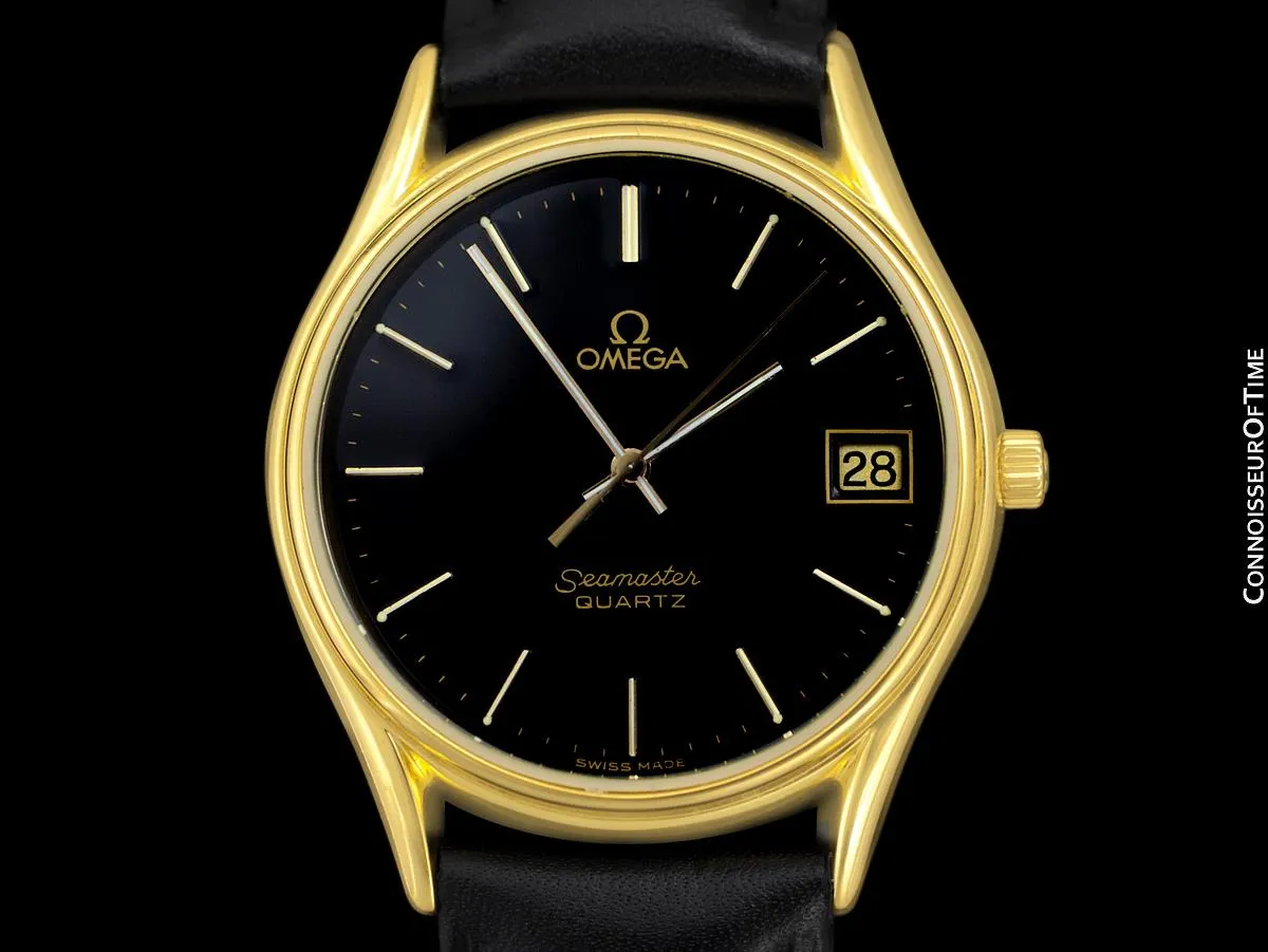 1982 Omega Seamaster Classic Accuset Vintage Mens Quartz Watch - 18K Gold Plated and Stainless Steel