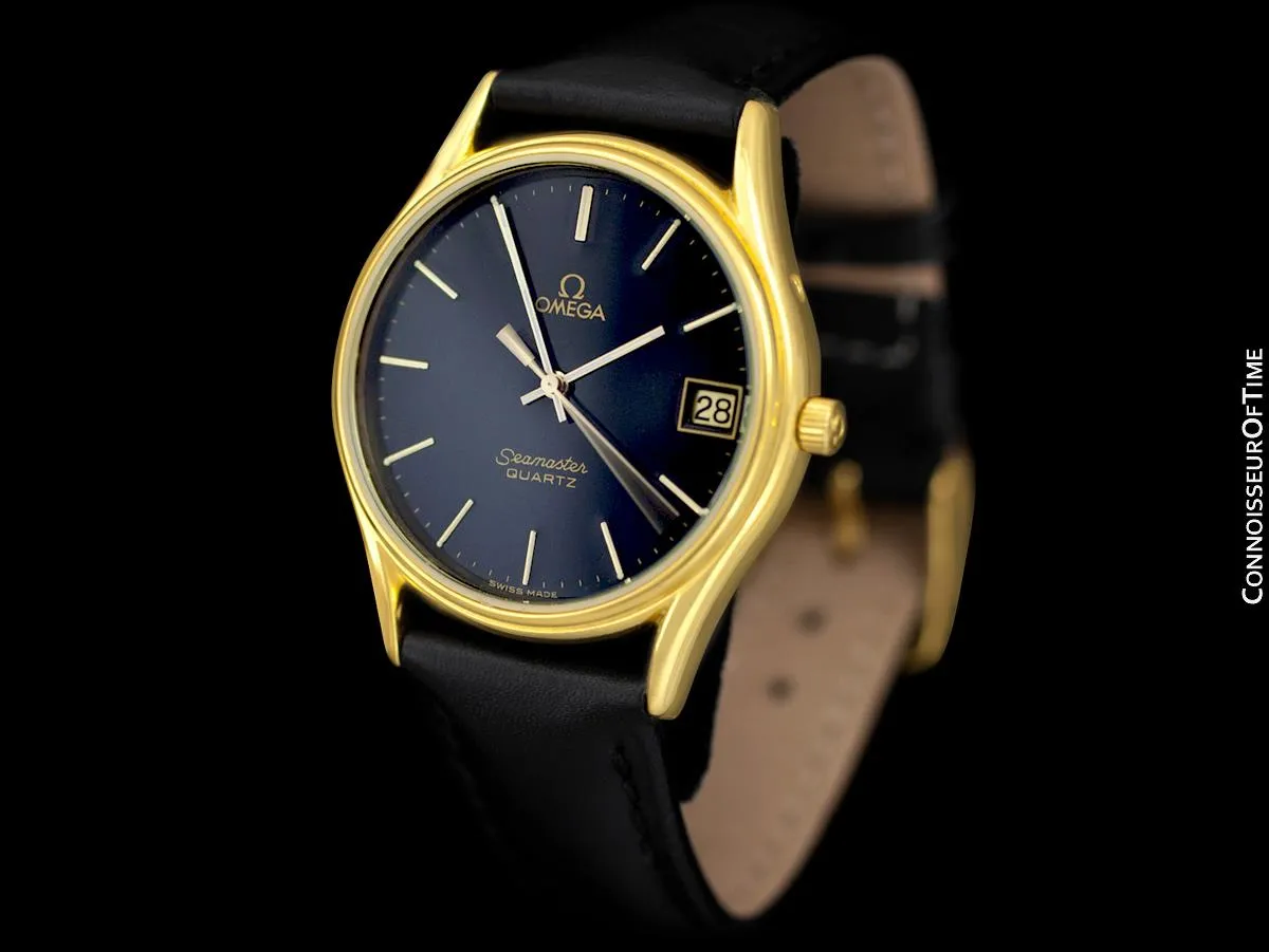 1982 Omega Seamaster Classic Accuset Vintage Mens Quartz Watch - 18K Gold Plated and Stainless Steel