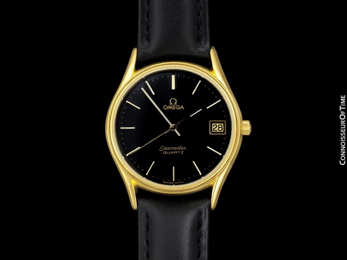1982 Omega Seamaster Classic Accuset Vintage Mens Quartz Watch - 18K Gold Plated and Stainless Steel