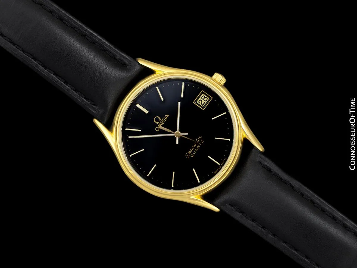 1982 Omega Seamaster Classic Accuset Vintage Mens Quartz Watch - 18K Gold Plated and Stainless Steel