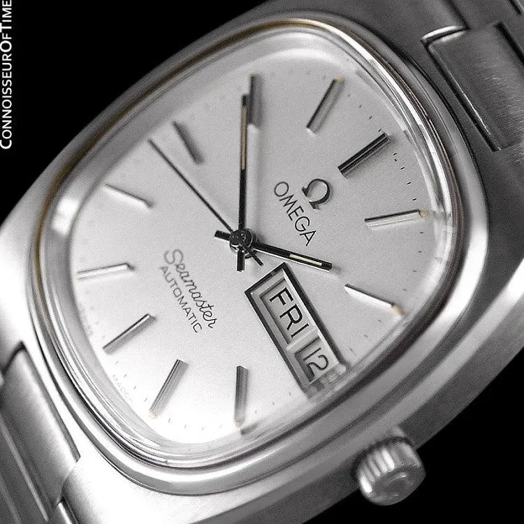 1983 Omega Seamaster Vintage Mens TV Watch, Automatic, Day Date - Stainless Steel