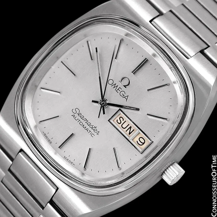 1983 Omega Seamaster Vintage Mens TV Watch, Automatic, Day Date - Stainless Steel