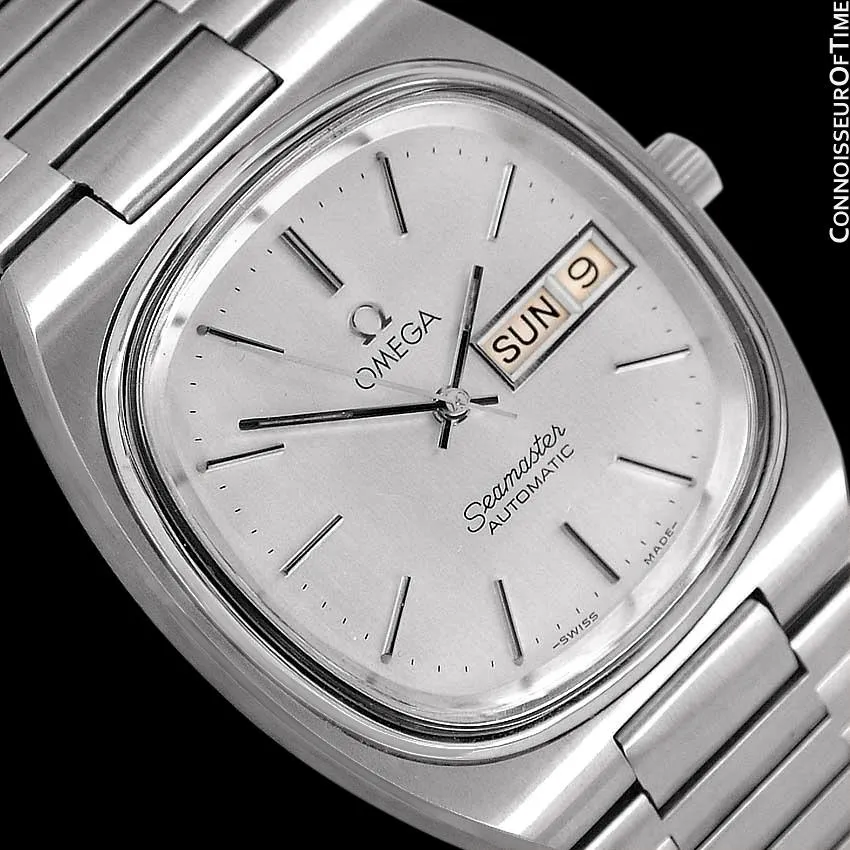 1983 Omega Seamaster Vintage Mens TV Watch, Automatic, Day Date - Stainless Steel
