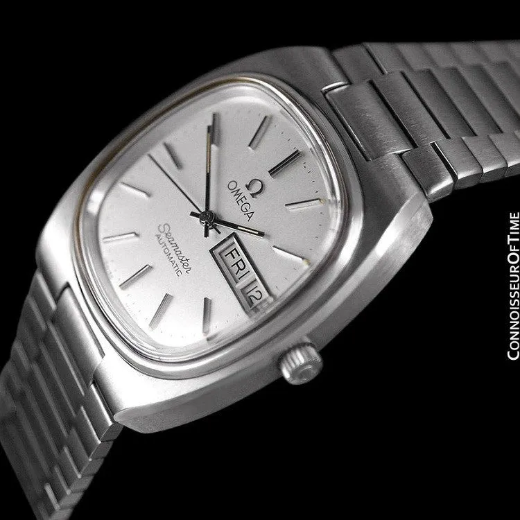 1983 Omega Seamaster Vintage Mens TV Watch, Automatic, Day Date - Stainless Steel