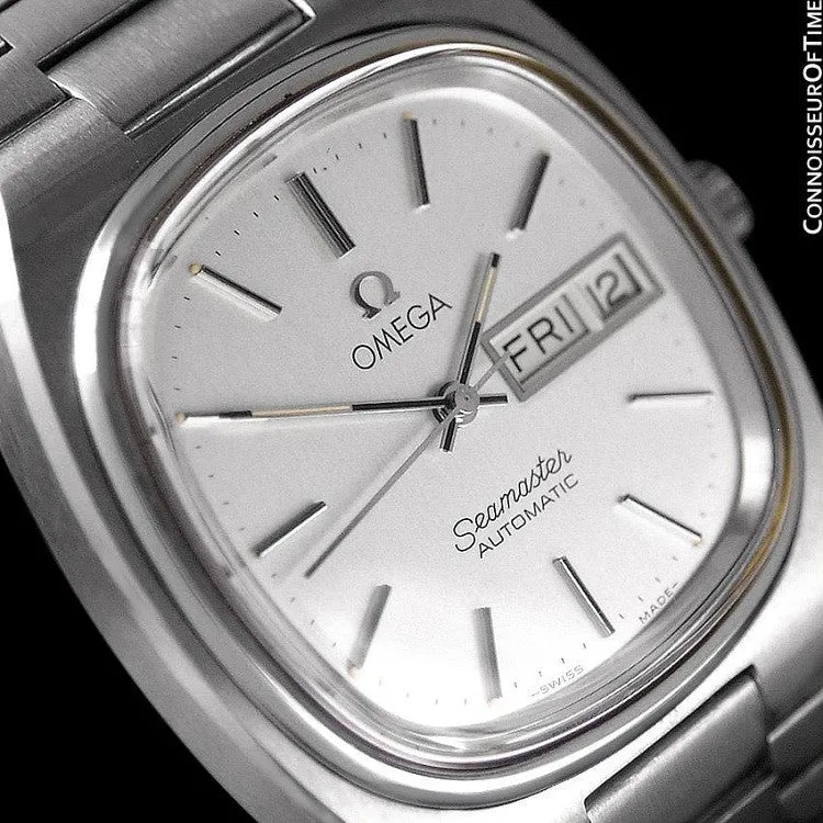 1983 Omega Seamaster Vintage Mens TV Watch, Automatic, Day Date - Stainless Steel