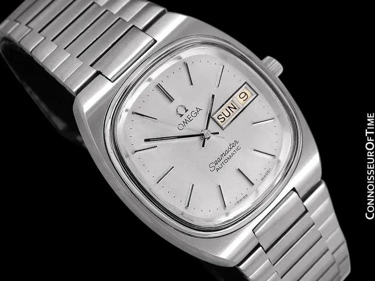 1983 Omega Seamaster Vintage Mens TV Watch, Automatic, Day Date - Stainless Steel